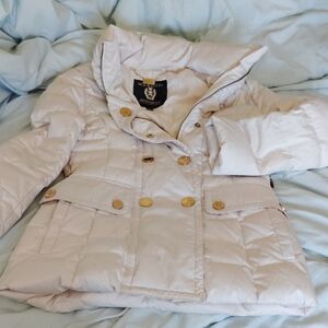 Scofield Light Beige Puffer Coat with Gold Buttons
